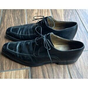 Magnanni 13723 Black Leather Mens Dress Apron Toe Derby 12D GUC Dress Shoes